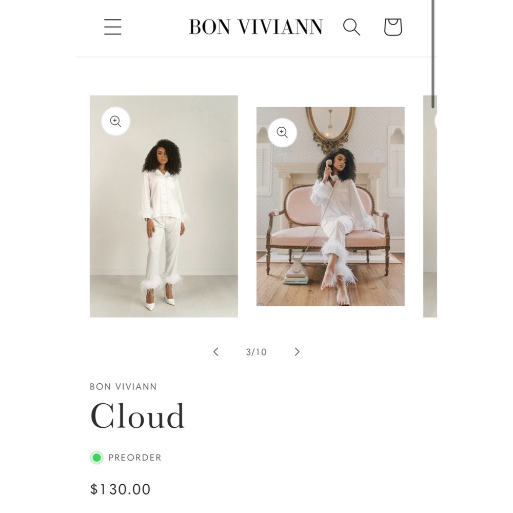 🔸 Bon Viviann White Bridal PJs